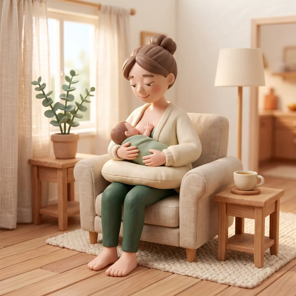 Une maman allaite son bébé dans un fauteuil